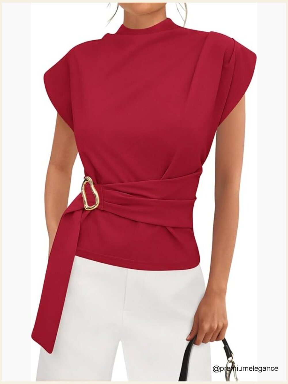Mock Neck Cap Sleeve Blouse Tunic Dressy Summer Tops Women Business Casual